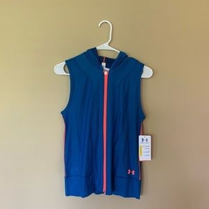 Under Armor blue and pink sleeveless zip up top